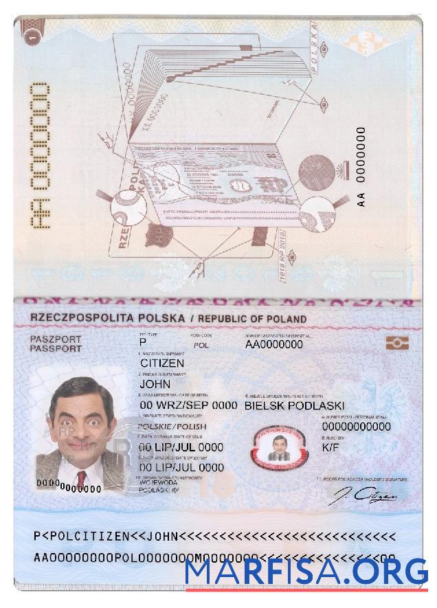 Blank Poland passport 2018 – present template